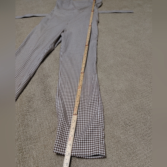 & Other Stories Belted Micro Gingham Houndstooth Overalls Brown S 4 Square Neck - Picture 14 of 14